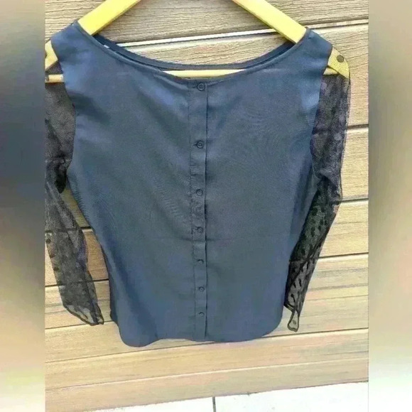 Express Black Sheer Dotted Blouse - XS - Picture 4 of 8